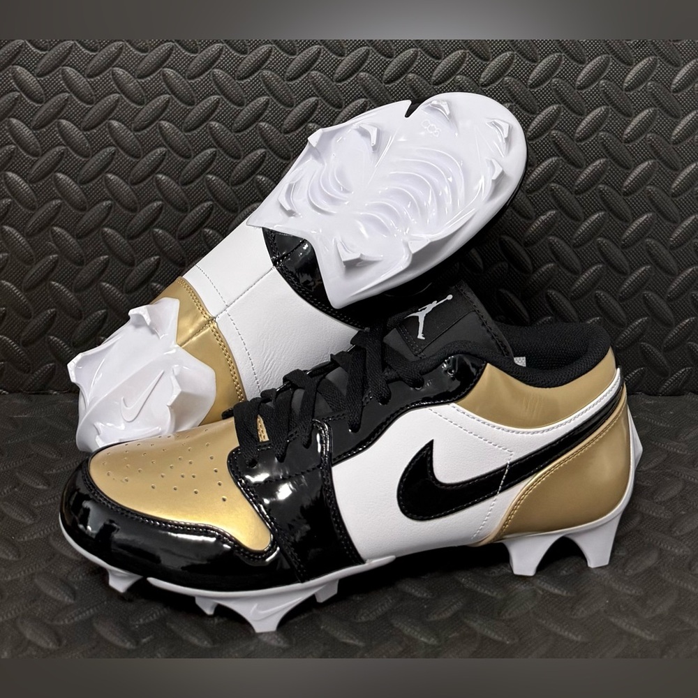 Nike Air Jordan 1 Low TD Athletic Football Cleats Patent Gold Toe Mens Sizes